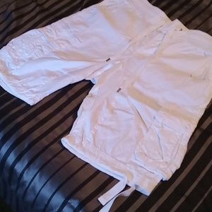 Mens all white cargo shorts by Southpole